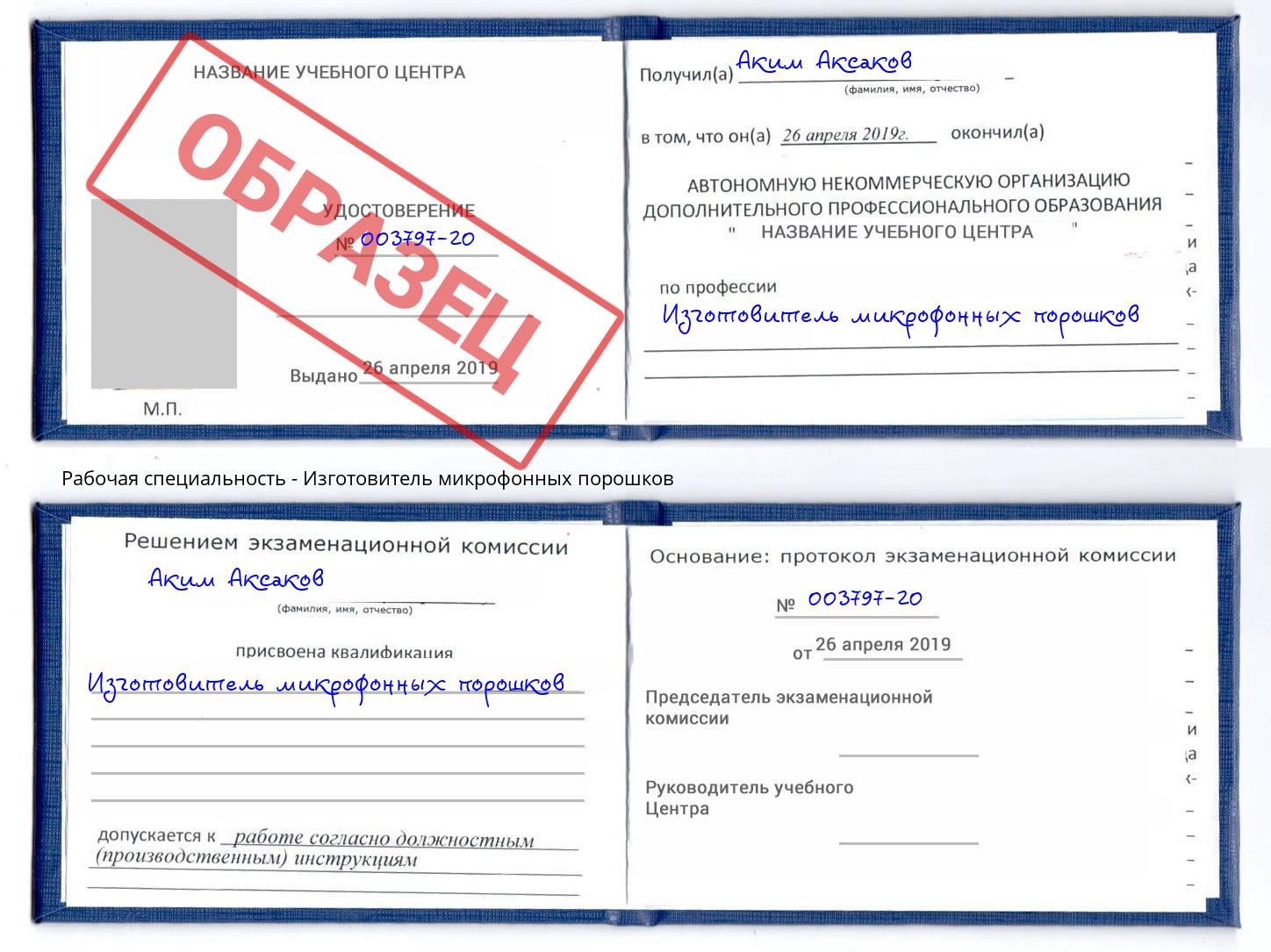Изготовитель микрофонных порошков Боровичи