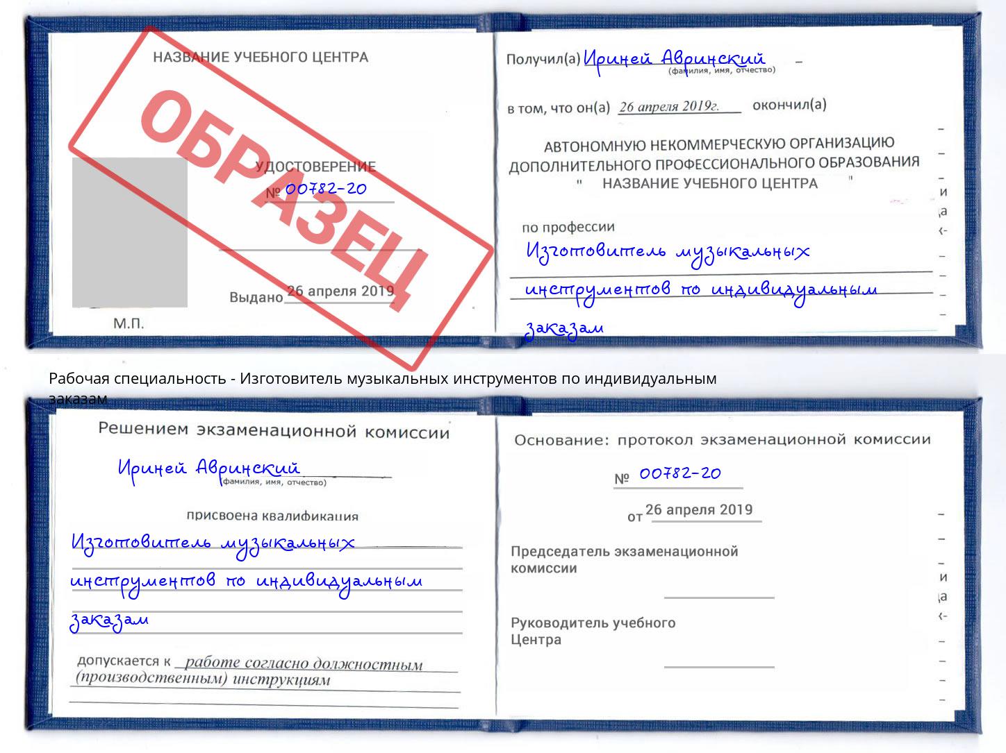 Изготовитель музыкальных инструментов по индивидуальным заказам Боровичи