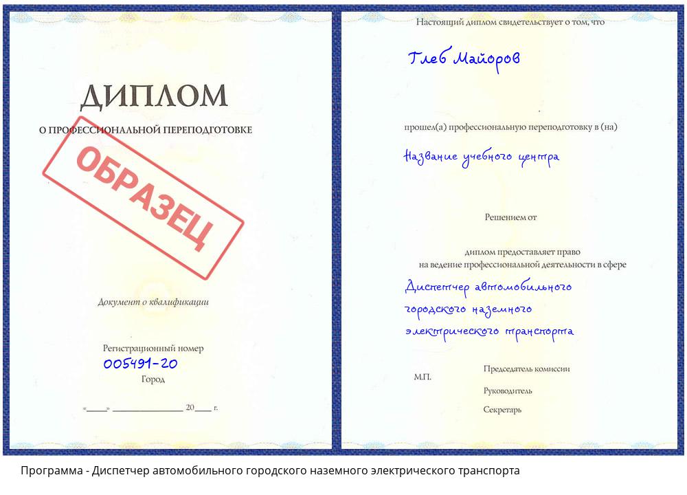 Диспетчер автомобильного городского наземного электрического транспорта Боровичи