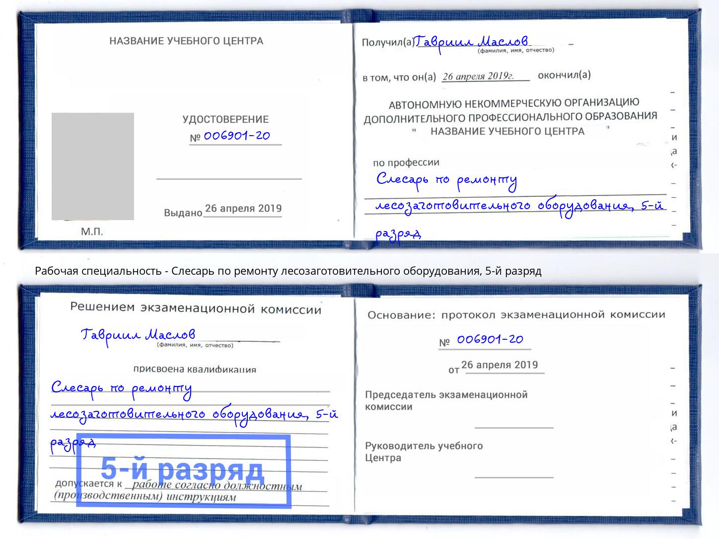 корочка 5-й разряд Слесарь по ремонту лесозаготовительного оборудования Боровичи