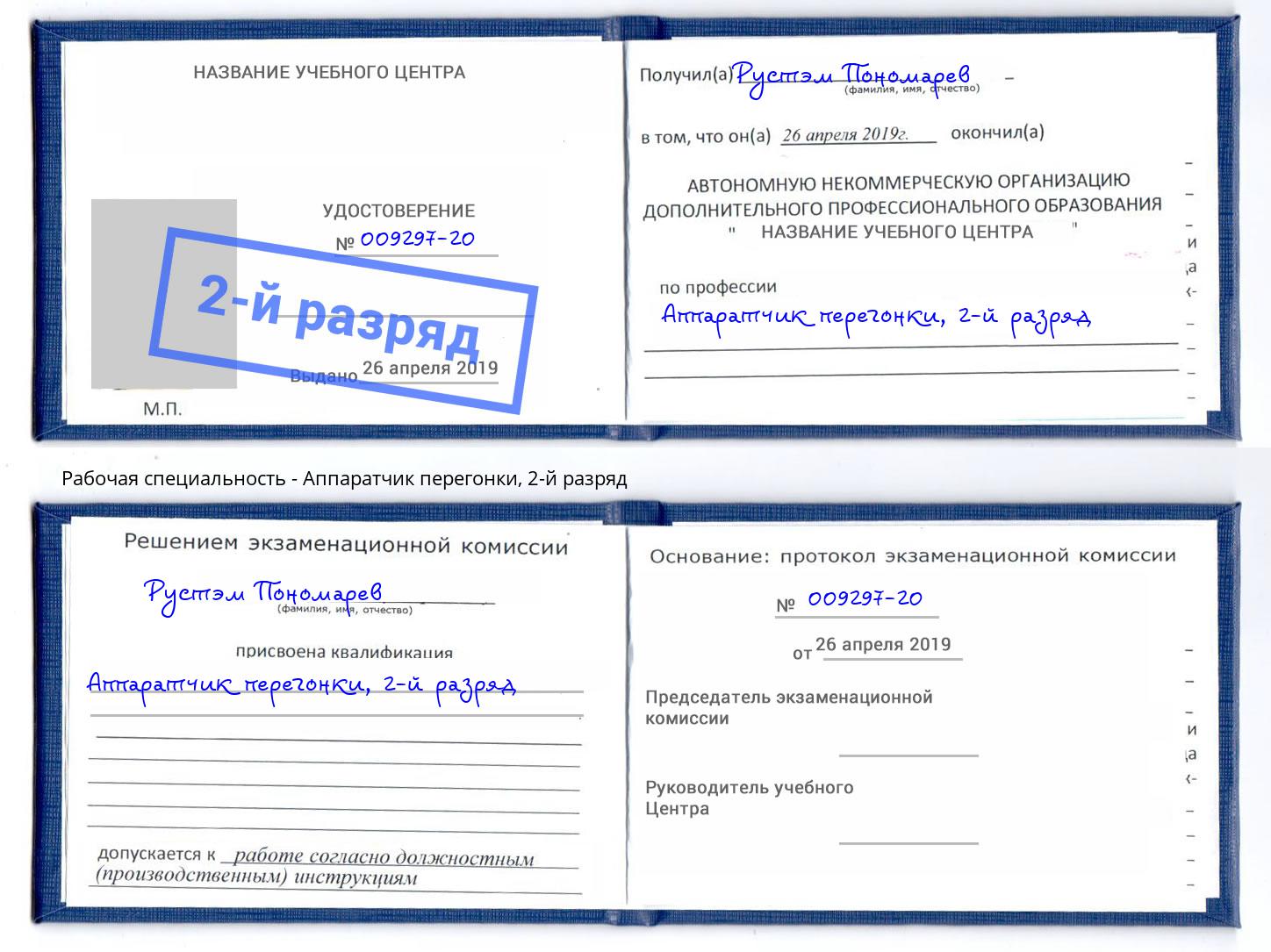 корочка 2-й разряд Аппаратчик перегонки Боровичи