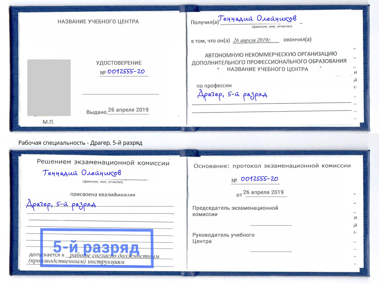 корочка 5-й разряд Драгер Боровичи