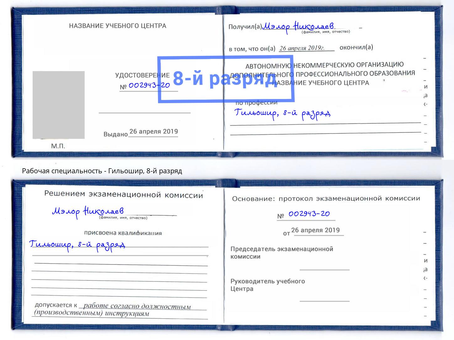 корочка 8-й разряд Гильошир Боровичи