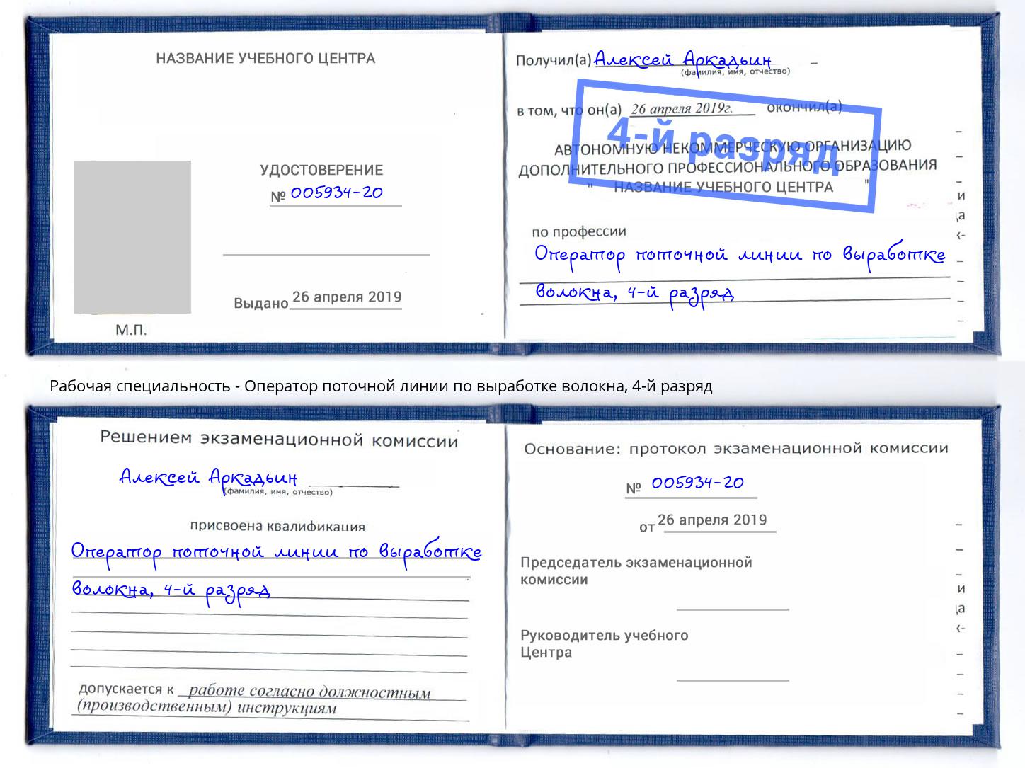 корочка 4-й разряд Оператор поточной линии по выработке волокна Боровичи