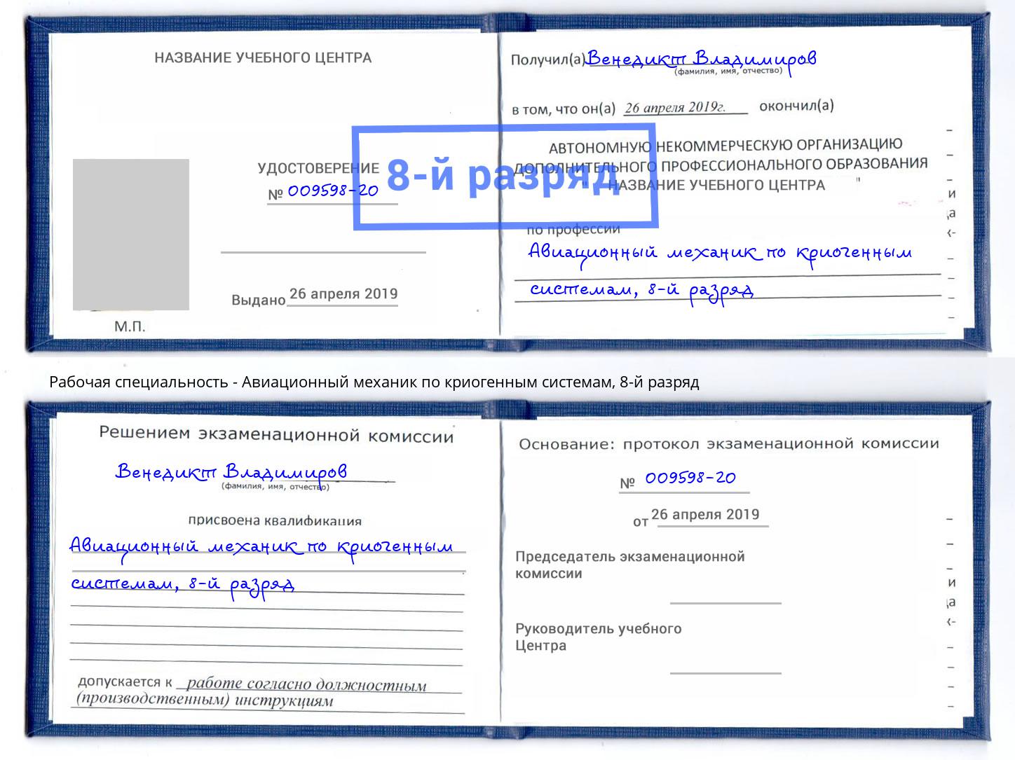 корочка 8-й разряд Авиационный механик по криогенным системам Боровичи